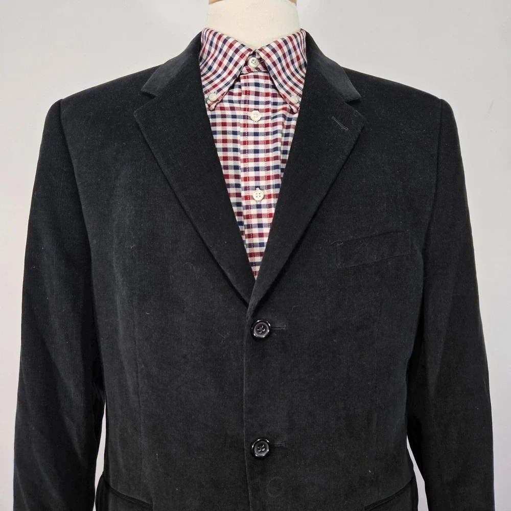 Apt.9 Men's Sport Coat Blazer Three Button Black Corduroy Cotton Size Large
